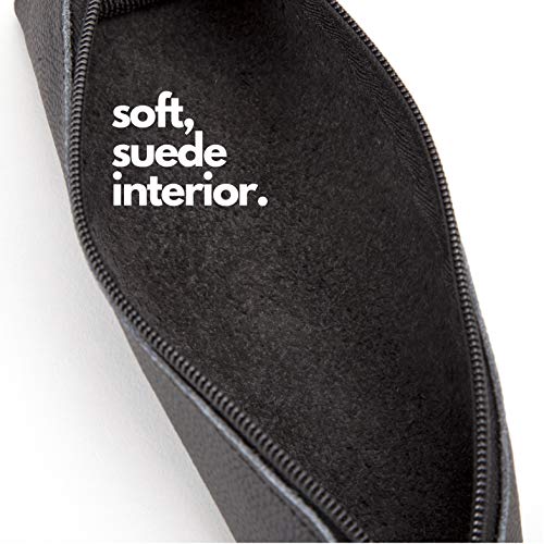 Antony Olivier Estuche de Cuero | Negro con Cremallera | para Hombres, Mujeres, Estudiantes y Profesionales | Tamaño Perfecto para Papelería y Utensilios de Arte | Envuelto en una Bonita Caja Kraft