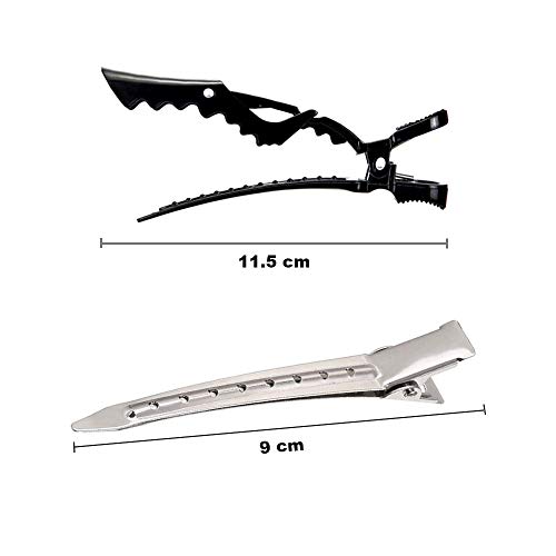Anyasen Kit de 22 pinzas peluqueria Clips Pinzas Alligator Pinzas Pinza de Pelo de Duckbil Pinza de Cocodrilo de Pelo Clips de Riza Clips de Seccionamiento para Marcar Peinar Planchar (Plata y negro)