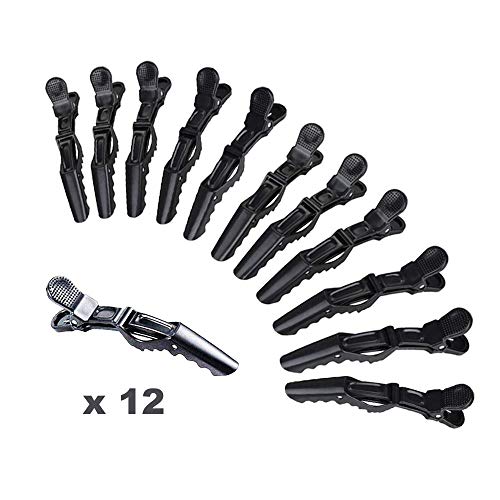 Anyasen Kit de 22 pinzas peluqueria Clips Pinzas Alligator Pinzas Pinza de Pelo de Duckbil Pinza de Cocodrilo de Pelo Clips de Riza Clips de Seccionamiento para Marcar Peinar Planchar (Plata y negro)