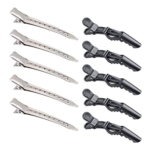 Anyasen Kit de 22 pinzas peluqueria Clips Pinzas Alligator Pinzas Pinza de Pelo de Duckbil Pinza de Cocodrilo de Pelo Clips de Riza Clips de Seccionamiento para Marcar Peinar Planchar (Plata y negro)