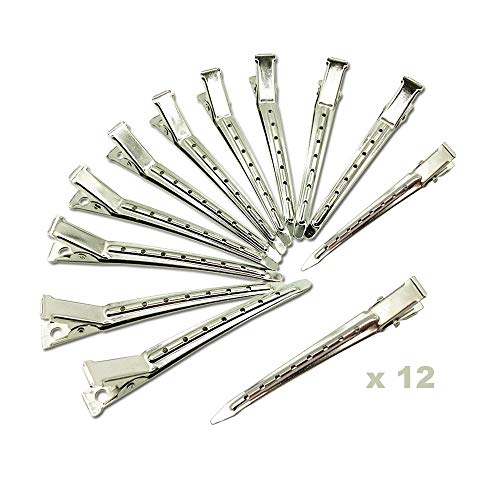 Anyasen Kit de 22 pinzas peluqueria Clips Pinzas Alligator Pinzas Pinza de Pelo de Duckbil Pinza de Cocodrilo de Pelo Clips de Riza Clips de Seccionamiento para Marcar Peinar Planchar (Plata y negro)