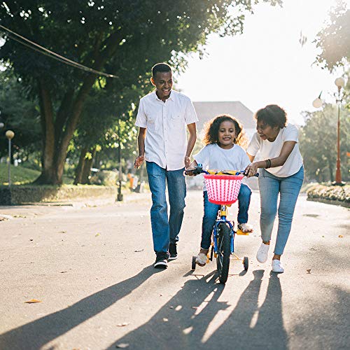 ANZOME Cesta de Bicicleta para niña, Manillar, Cesta de Bicicleta para niños con serpentinas para niños, Juego de Regalo para niños, Rojo Rosa