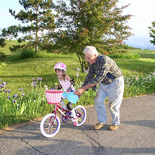 ANZOME Cesta de bicicleta para niña, manillar delantero, cesta de bicicleta para niños con campanas de bicicleta para niños, set de regalo de bricolaje, color rosa y rojo