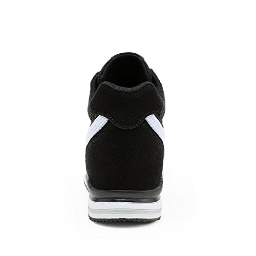AONEGOLD® Zapatillas de Cuña para Mujer Zapatillas de Deporte Zapatillas Altas Primavera/Verano Tacón Cuña 7CM(Negro,36 EU)
