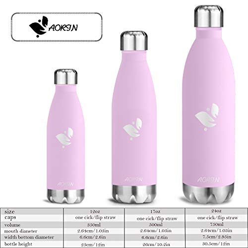 AORIN de Doble Pared con Aislamiento de Botella de Agua de Acero Inoxidable. Proceso de Recubrimiento en Polvo, no es fácil de desprenderse, Resistencia al Rayado, fácil de Limpiar. (750ml, Cereza)