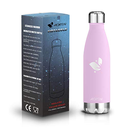 AORIN de Doble Pared con Aislamiento de Botella de Agua de Acero Inoxidable. Proceso de Recubrimiento en Polvo, no es fácil de desprenderse, Resistencia al Rayado, fácil de Limpiar. (750ml, Cereza)