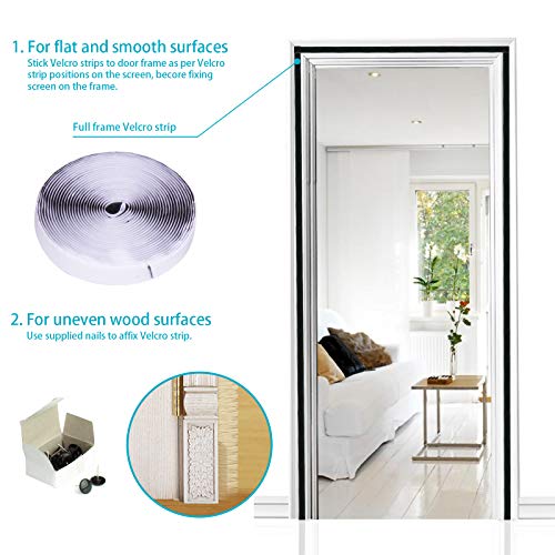 Apalus Cortina Mosquitera Para Puertas. Tejido Súper Fino Para Dejar Pasar El Aire.Cierre Magnético Automático Que Evita el Paso de Insectos. Fácil de ensamblar (110x220 Negro)