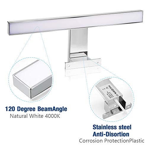 Aplique Espejo Baño, Infankey 3 en 1 Lámpara de Espejo Baño 5W 220V 30CM 400LM 4000K, Luz Blanca Neutra, IP44 Impermeable, para Espejo/Gabinete/Pared [Clase de Eficiencia Energética A+]