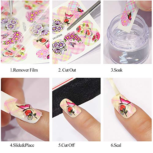 Apofly 22 Hojas De CalcomaníAs De UñAs Consejos Para El Arte De UñAs Con Adhesivo De Transferencia De Agua DIY Summer Style Manicure Nail Art Supplies Para Chicas