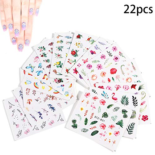 Apofly 22 Hojas De CalcomaníAs De UñAs Consejos Para El Arte De UñAs Con Adhesivo De Transferencia De Agua DIY Summer Style Manicure Nail Art Supplies Para Chicas