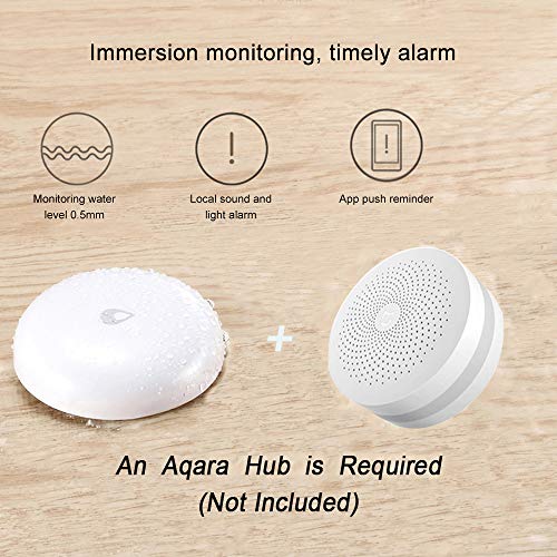 Aqara Detector de Fugas de Agua,Hangrui Sensor De Inundación Impermeable IP67 Alarma Local y Remota Sensor De Nivel De Agua Líquido Con La Mijia Y Apple Homekit para La Seguridad del Hogar