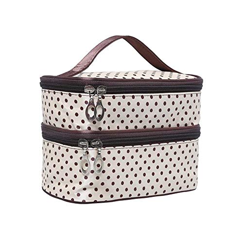 Aqiong CGS2 - Bolsa de maquillaje de doble capa de nailon impermeable para mujer - Bolsa de almacenamiento - 20 fundas vacunas 3 Rose