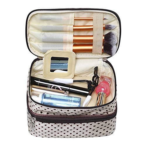 Aqiong CGS2 - Bolsa de maquillaje de doble capa de nailon impermeable para mujer - Bolsa de almacenamiento - 20 fundas vacunas 3 Rose