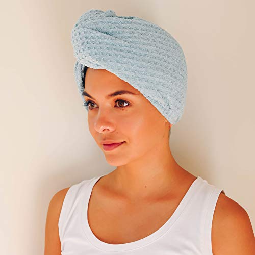 Aquis Waffle Luxe pelo turbante Dream barco azul