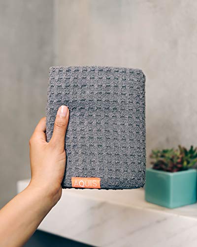 AQUIS - Waffle Luxe - Toalla de Pelo, Gris Moody, Original