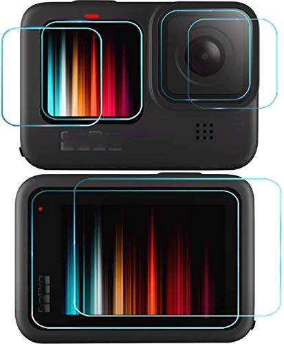 Arabby Protector de Pantalla para GoPro Hero 9 Protector de Pantalla de Vidrio Templado Mejorada Cubierta de Lente de Vidrio Templado con Protección de pequeña Pantalla para Go Pro Hero9 6 Piezas
