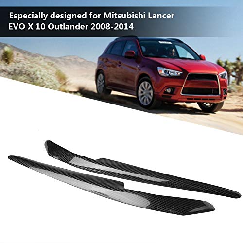 Aramox Headlight Eyebrows, 2Pcs Car Fibra de carbono Acabado brillante Párpados Cejas para Lancer EVO X 10 2008-2014