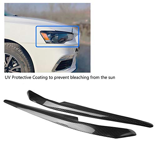 Aramox Headlight Eyebrows, 2Pcs Car Fibra de carbono Acabado brillante Párpados Cejas para Lancer EVO X 10 2008-2014