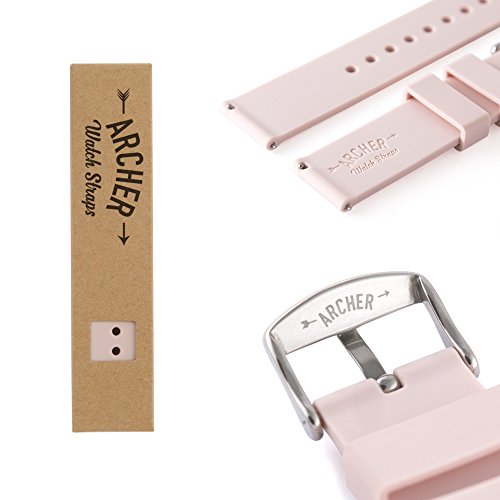 Archer Watch Straps | Repuesto de Correa Reloj de Silicona para Hombre y Mujer, Caucho Fácil de Abrochar para Relojes y Smartwatch | Rosa Palo, 20mm