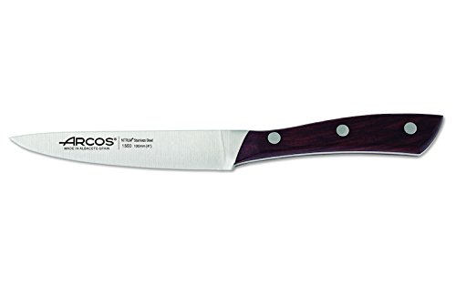 Arcos Serie Natura - Cuchillo Mondador - Hoja de Acero Inoxidable Forjado Nitrum 100 mm - Mango de Madera Palisandro Color marrón
