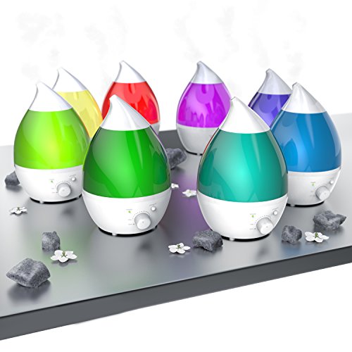 arendo - Humidificador Difusor ultrasonido - Humidifier - Nebulizador - Difusor de Aroma - 7 Colores LED Distintos - Depósito de Agua de 1,3 L