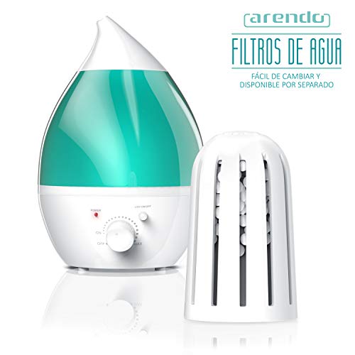 arendo - Humidificador Difusor ultrasonido - Humidifier - Nebulizador - Difusor de Aroma - 7 Colores LED Distintos - Depósito de Agua de 1,3 L