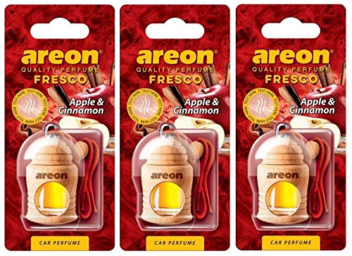 AREON Fresco Ambientador Canela Manzana Coche Olor Fruit Colgante Rojo (Pack de 3)