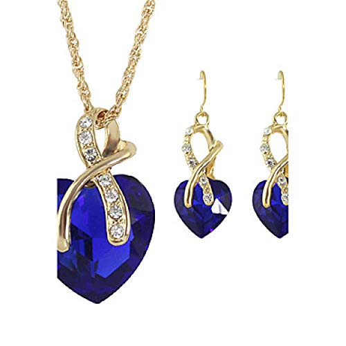 Aretes zafiro femenino aretes colgantes collar aretes naipes corazón femenino taladro de moda aretes joyas rojo / verde / azul para regalo de boda día de ocio maquillaje compromiso , Azul, número uno.