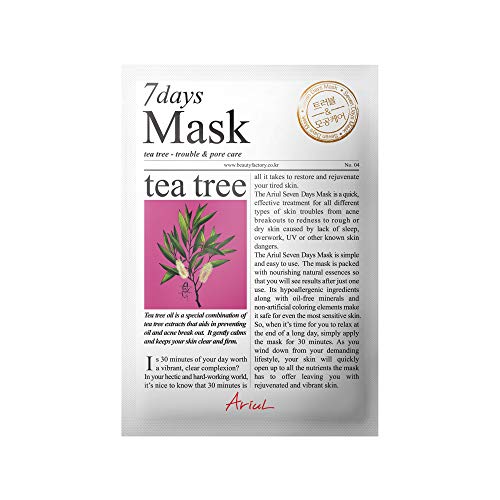 Ariul - 7 Days Mask Tea Tree, Mascarilla Facial 10 Unidades