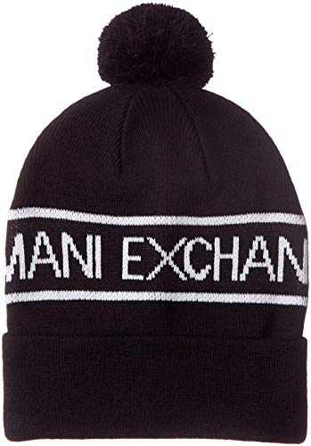Armani Exchange Cold Weather Hat Gorro de punto, Negro (Black 1510), Talla única (Talla del fabricante: TU) para Hombre