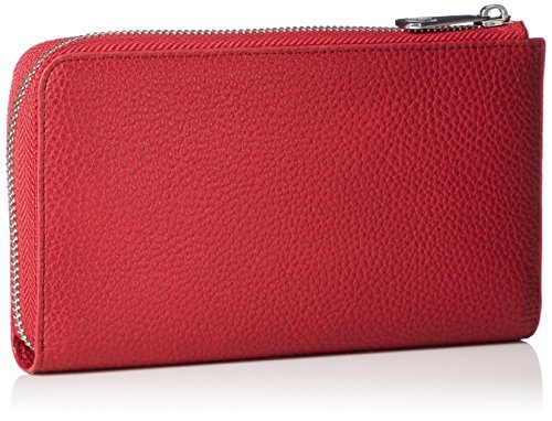 Armani Exchange - Pebble PU Round Zip Wallet, Carteras Mujer, Rojo (Royal Red), 11.0x2.0x19.0 cm (B x H T)