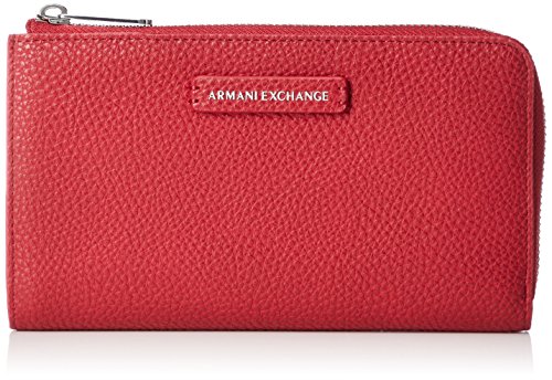 Armani Exchange - Pebble PU Round Zip Wallet, Carteras Mujer, Rojo (Royal Red), 11.0x2.0x19.0 cm (B x H T)