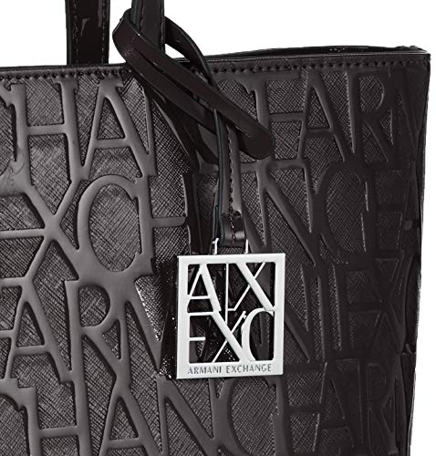 Armani Exchange Shiny Liz - Bolso de hombro para mujer, 11 x 40 x 28 cm, color Negro, talla 11x40x28 cm (B x H x T)