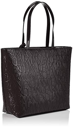 Armani Exchange Shiny Liz - Bolso de hombro para mujer, 11 x 40 x 28 cm, color Negro, talla 11x40x28 cm (B x H x T)
