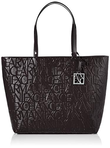 Armani Exchange Shiny Liz - Bolso de hombro para mujer, 11 x 40 x 28 cm, color Negro, talla 11x40x28 cm (B x H x T)