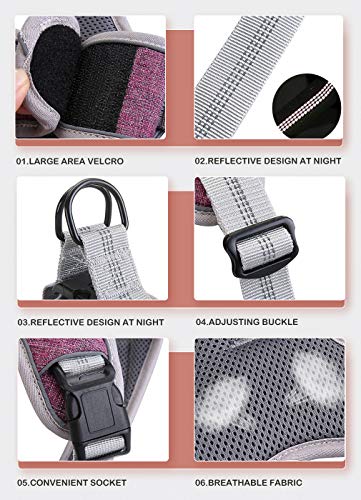 Arnés para Perros sin tirón, Mejor Entrenamiento Reflectante para Caminar al Aire Libre, Malla Acolchada en el Pecho Transpirable Ajustable, con Regalo 1 Campana pequeña Gratis