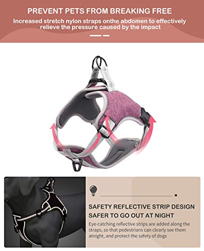 Arnés para Perros sin tirón, Mejor Entrenamiento Reflectante para Caminar al Aire Libre, Malla Acolchada en el Pecho Transpirable Ajustable, con Regalo 1 Campana pequeña Gratis