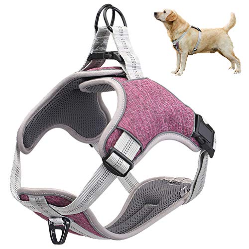 Arnés para Perros sin tirón, Mejor Entrenamiento Reflectante para Caminar al Aire Libre, Malla Acolchada en el Pecho Transpirable Ajustable, con Regalo 1 Campana pequeña Gratis