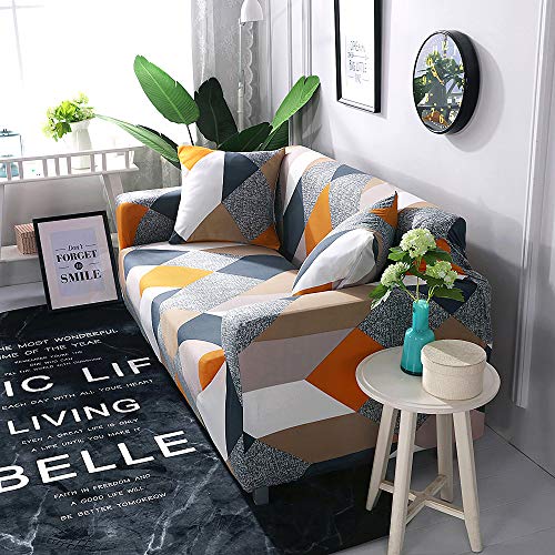 ARNTY Fundas Decorativas para Sofás, Simplicidad Moderna Elastica Funda de Sofa 1/2/3/4 Plazas Antideslizante Funda Protectora para Sofá (Funda Sofa 2 Plaza:141-180cm, Vistoso-Cuadrado)