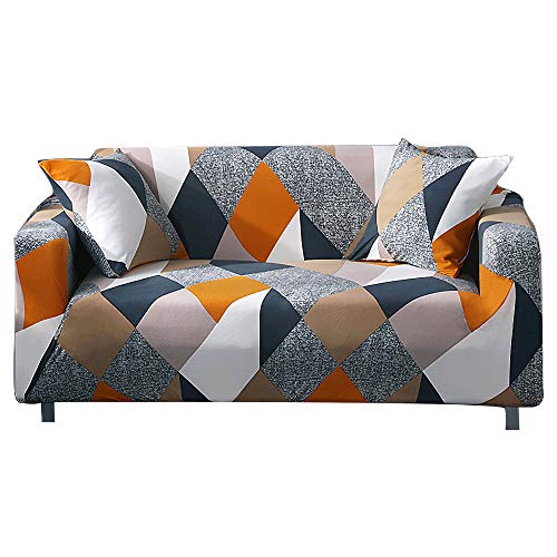 ARNTY Fundas Decorativas para Sofás, Simplicidad Moderna Elastica Funda de Sofa 1/2/3/4 Plazas Antideslizante Funda Protectora para Sofá (Funda Sofa 2 Plaza:141-180cm, Vistoso-Cuadrado)