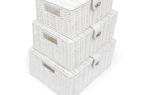 ARPAN – Juego de 3 Cajas de almacenaje de Resina con Tapa y candado, Blanco, Large, Medium, Small