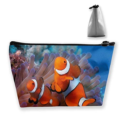 Arrecife de mar Peces de Coral Anémonas de mar Payaso Trapezoidal Bolsas de cosméticos Organizador Bolsa de Bolsa portátil Impermeable para Mujeres Que Llevan Viajes