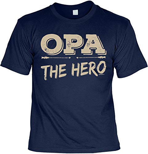 Art & Detail – Camiseta con texto en alemán "Opa Dad Vatertag – Opa The Hero – regalo de agradecimiento azul marino S