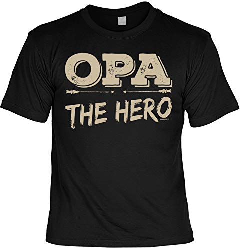 Art & Detail – Camiseta con texto en alemán "Opa Dad Vatertag – Opa The Hero – regalo de agradecimiento Negro S