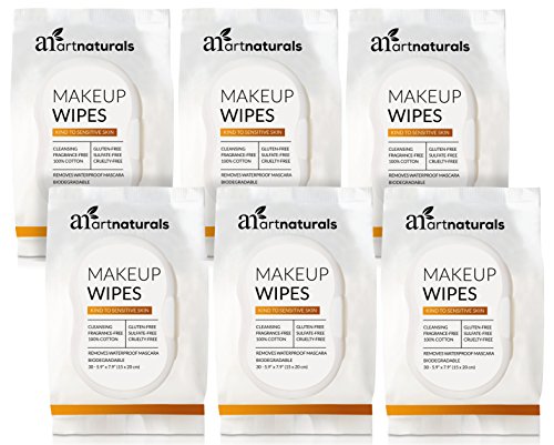 ArtNaturals Toallita Desmaquillante Hipoalergénicas - (Juego de 30 Piezas x 6 Piezas) - Piel Sensible, Normal a Seca - Paños De Limpieza Facial