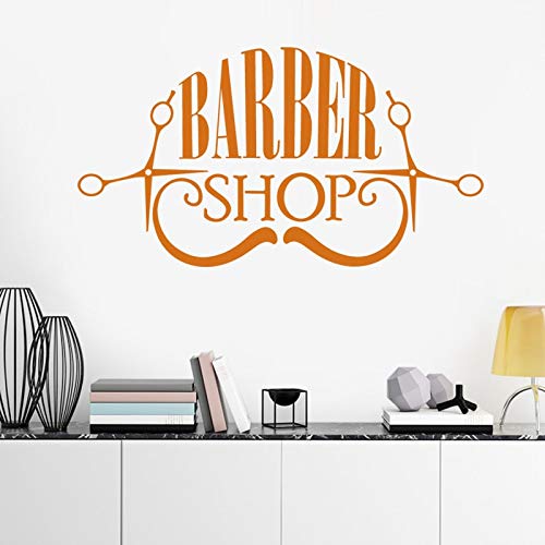 ASFGA Etiqueta de la peluquería de los Hombres Apliques de Pan Personalizados Barber Shaver Poster Vinyl Wall Art Applique Decoración Hair Salon Wall Applique 58x106cm