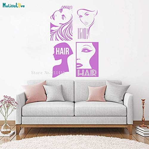 ASFGA Pegatinas de Pared de Color de Sexo Europeo y Americano para peluquería, peluquería, Corte de Pelo, decoración Mural, Vinilo extraíble, calcomanía Simple 56x84 cm