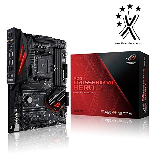 Asus CROSSHAIR VII HERO (WI-FI) AMD AM4 X470 ATX - Placa base gaming con M.2 heatsink, Aura Sync RGB LED, DDR4 3600MHz, 802.11ac Wi-Fi, dual M.2, SATA 6Gb/s y USB 3.1 Gen 2