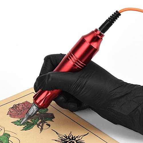 ATOMUS Rotary Tattoo Machine Tattoo Pen Cartridge Machine Gun Liner Shader with DC Cord 9000r/m Motor Zinc Alloy Tattoo Machine Kit for Body Art Tattoo(red)