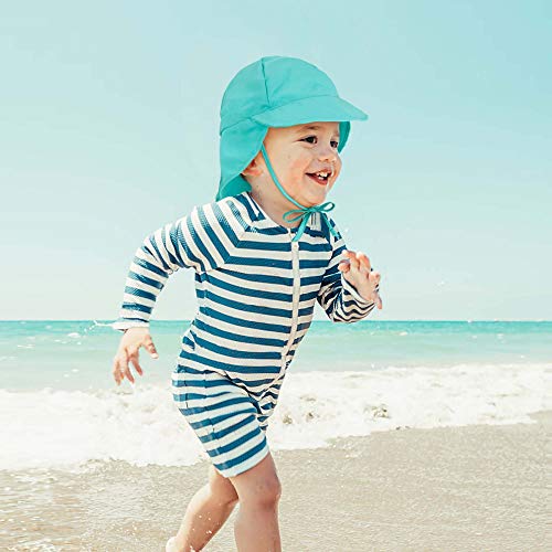 Atuka - Sombrero de sol unisex para bebé, transpirable, para la playa, gorro con bandas de sujeción y protección para la nuca, sombrero de verano lima 3-18 meses